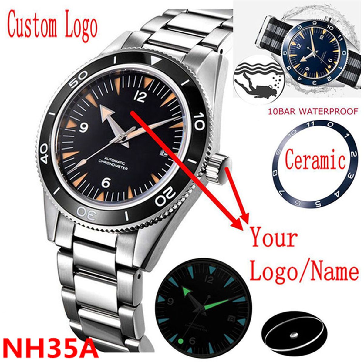 Seiko Watch Prospex - Tùy Chỉnh Logo NH35A Đồng Hồ
