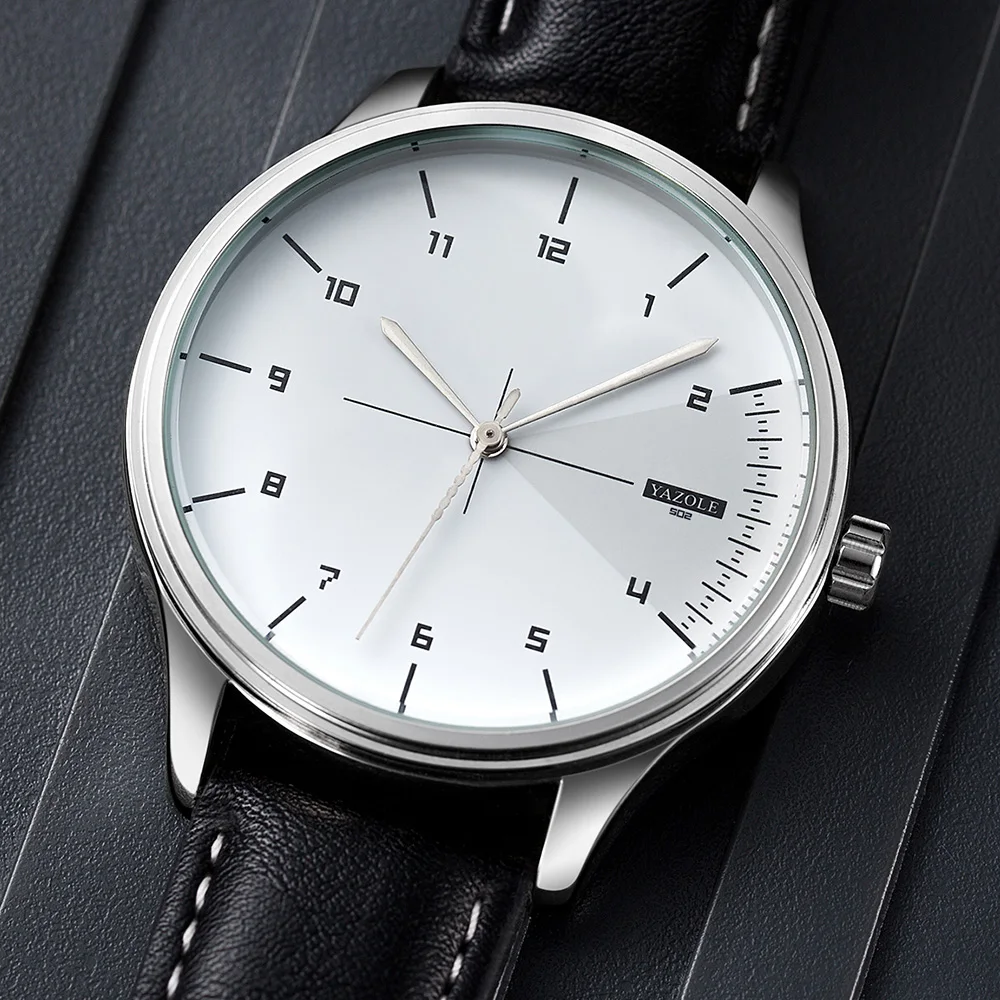 Leather Watch Band Men - Top Brand YAZOLE Quartz Watches for