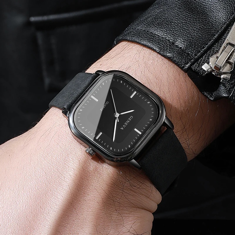 Fashionable Classic Square Dia - đánh giá và giá Leather Watch Band Men